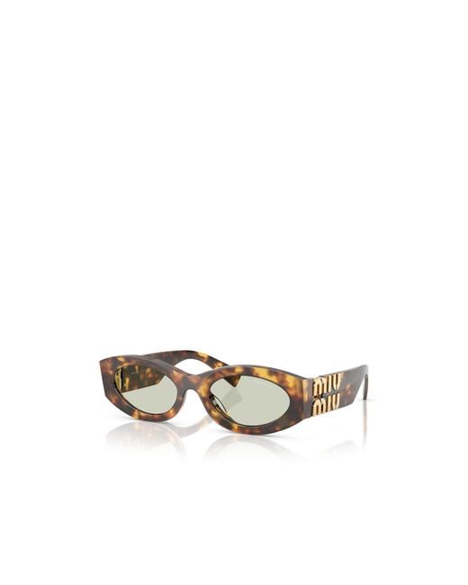 Miu Miu White Eyewear Oval Frame Sunglasses