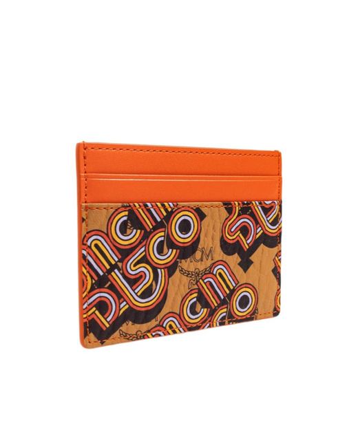 MCM Orange Printed Card Holder