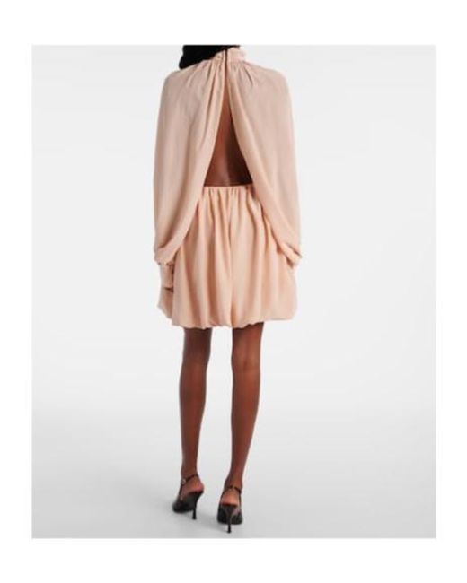 Stella McCartney Pink Gathered Open-Back Silk Chiffon Minidress