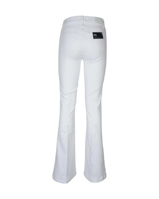 PAIGE White Mid-Rise Flared Jeans