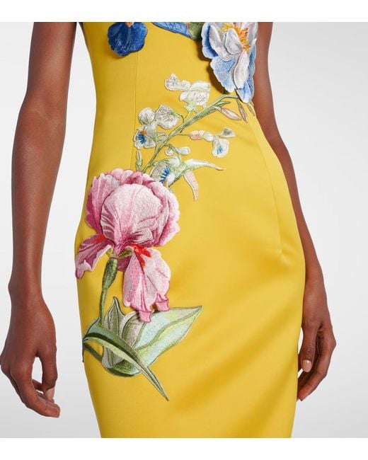 Leo Yellow Rayna Floral-Appliqué Bustier Dress