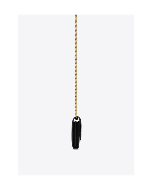 Saint Laurent White Cassandre Matelassé Chain Wallet