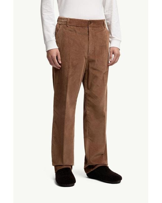 Moncler Brown Corduroy Straight-Leg Trousers for men