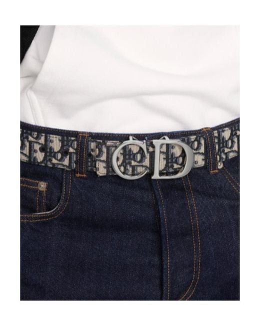 Dior White Reversible Belt Strap for men