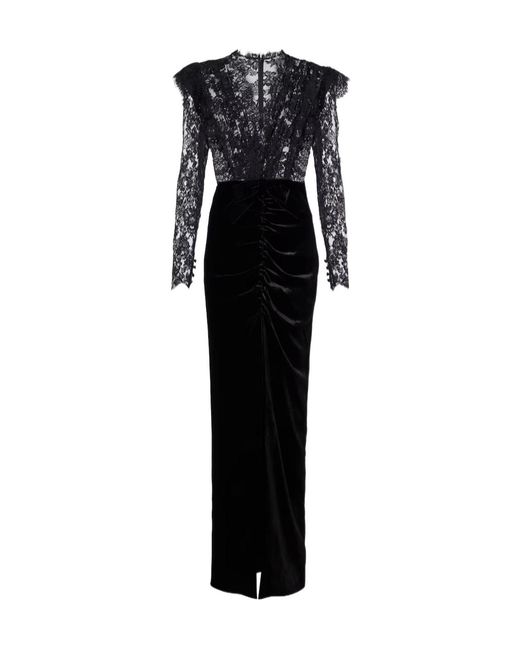 Alessandra Rich Black Lace And Velvet Dress