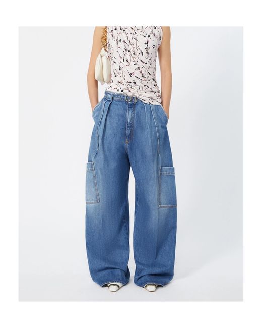 Sportmax Blue Spdlastra Oversized Denim Cargo Jeans