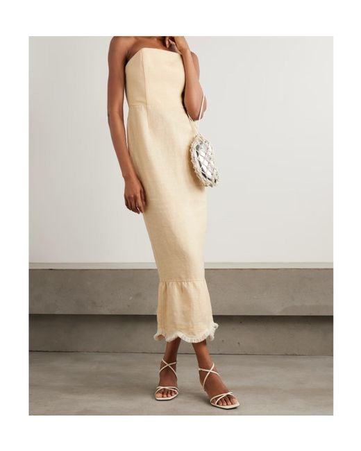 Posse Natural Essie Fringed Linen Maxi Dress