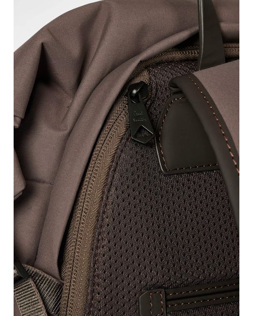 Paul Smith Brown Roll-Top Logo Backpack for men