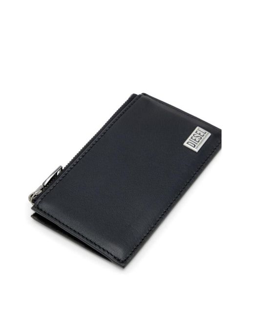 DIESEL Black Logo-Plaque Cardholder for men