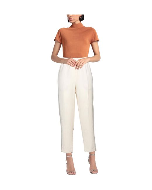 Brunello Cucinelli White Plain Colour Casual Trousers