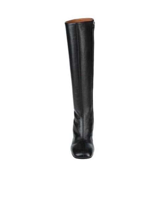 Marni Black Minimal Square-Toe Leather Boots