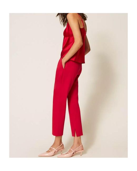 Twinset Red Slits Cigarette Trousers