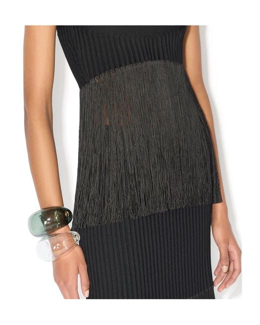 Alaïa Black Fringed Maxi Skirt
