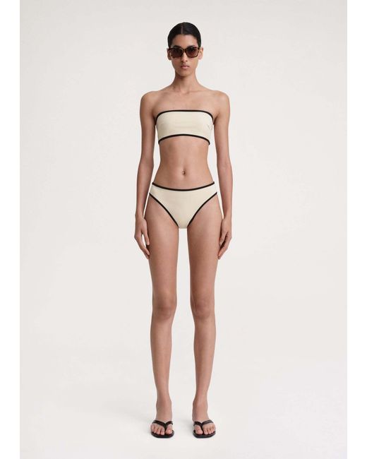 Totême Natural Totême Stripe Edge Strapless Bikini Top