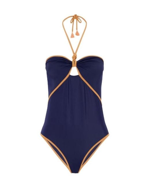 Johanna Ortiz Blue Halterneck Swimsuit
