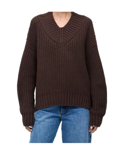 Staud Brown Otto V-Neck Sweater
