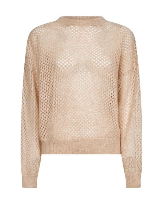 Brunello Cucinelli Natural Long Sleeved Crewneck Sweater