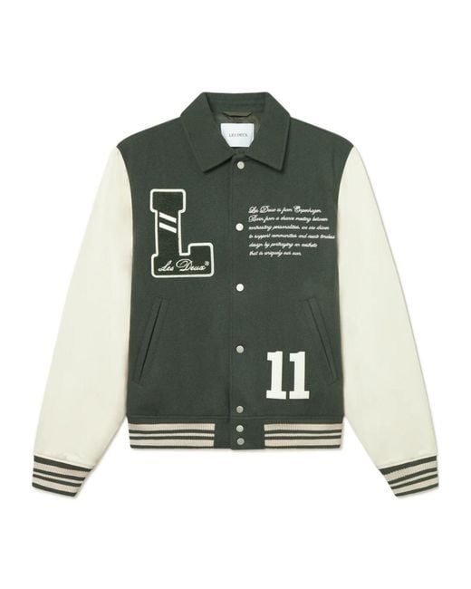 Les Deux Green Varsity Wool Jacket for men