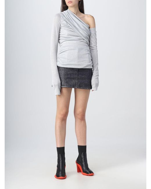 MSGM Gray Draped Straight Hem Top