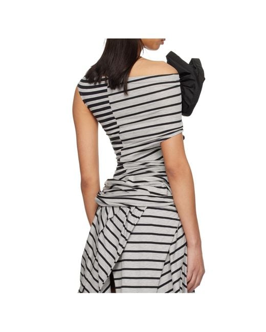 VAQUERA Black Striped Corsage Top