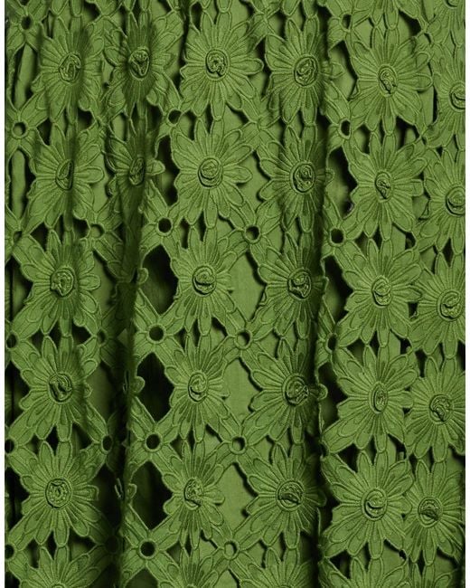 Farm Rio Green Solid-Colored A-Line Skirt