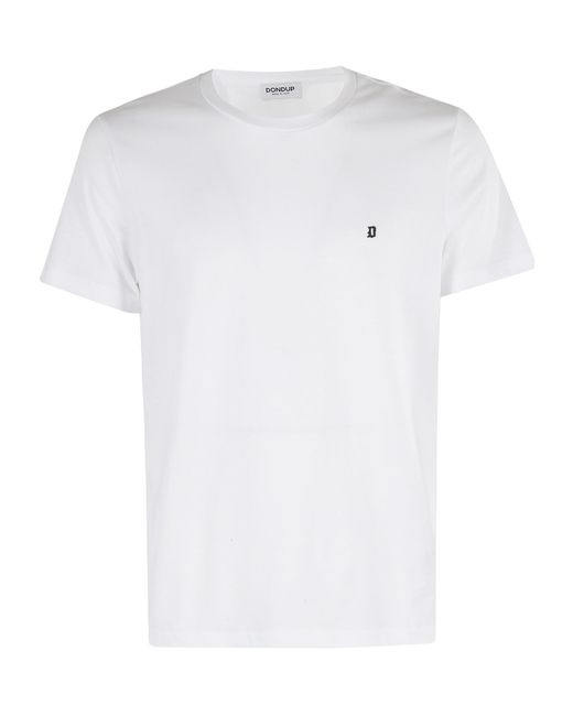 Dondup White Logo Crew Neck T-Shirt for men