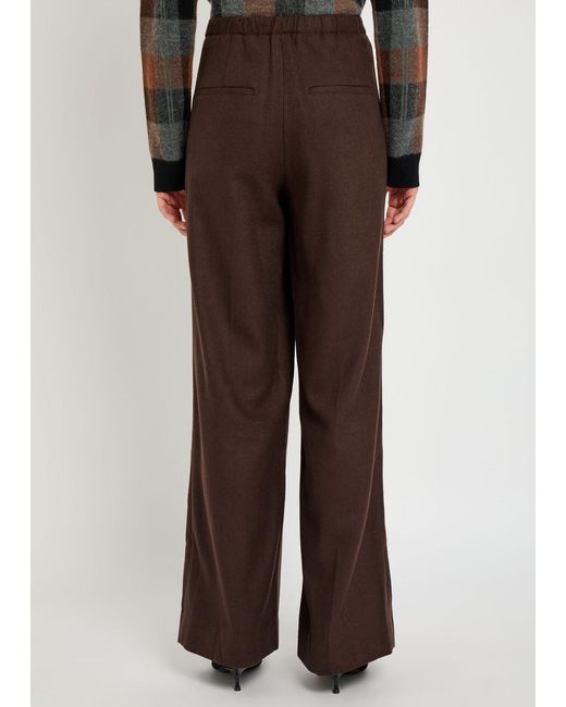 Vince Brown Pleated Wide-Leg Woven Trousers