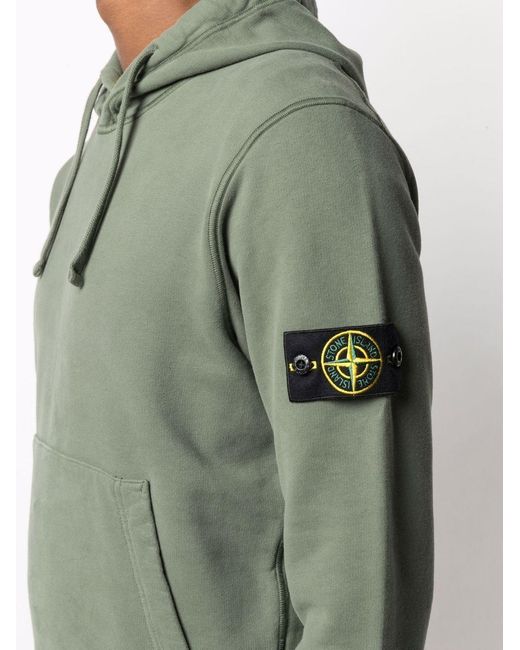 Stone Island Green Compass Garment-Dyed Hoodie for men
