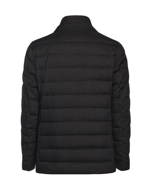 Herno Black Layered-Effect Quilted Down Jacket for men