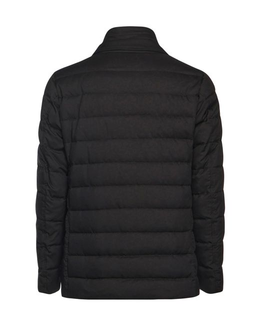 Herno Black Quilted Long-Sleeved Down Jacket for men