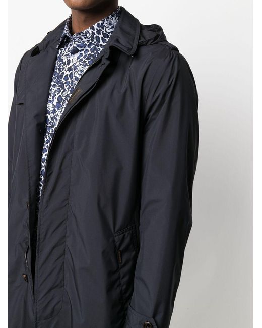Moorer Blue Belted Hooded Coat for men