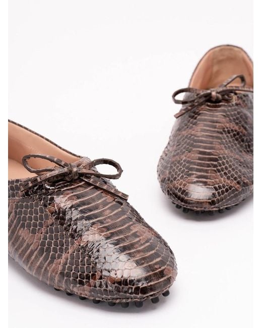 Alberta Ferretti Brown Bow-Detail Ballet Flats