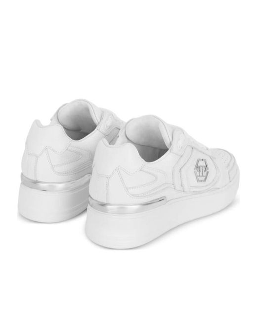 Philipp Plein White Lace-Up Low-Top Casual Shoes for men