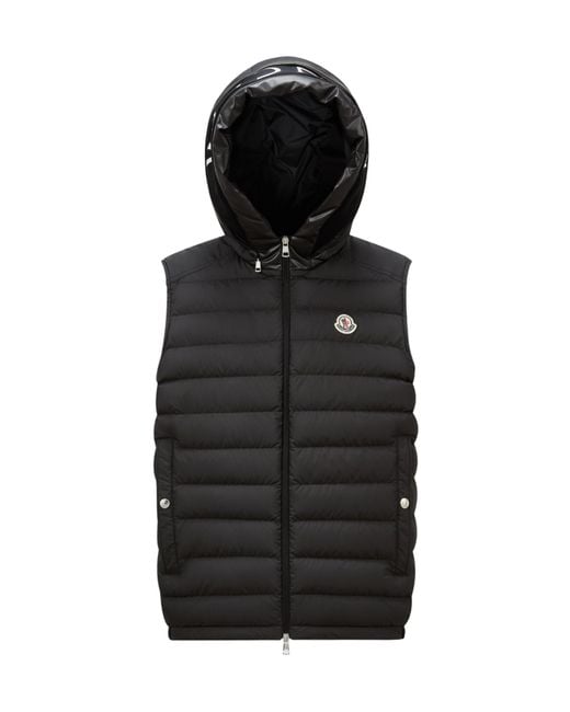 Moncler Black Logo Patch Zip-Up Padded Vest for men