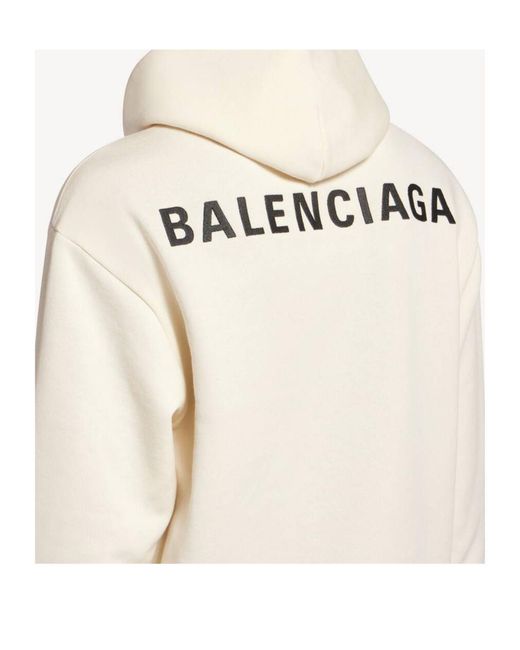 Balenciaga White Logo Embroidered Medium Fit Hoodie