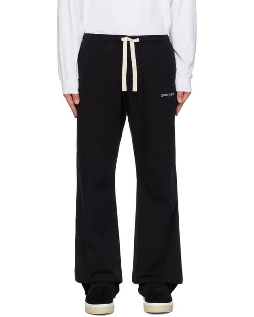 Palm Angels Black Logo-Print Drawstring Track Pants for men