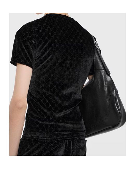 Gucci Black Gg Stretch Velvet Devoré T-Shirt for men