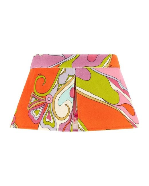 Emilio Pucci Red Pucci Orchidee Printed Terry Shorts