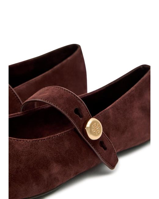 Tory Burch Brown Romy Suede Mary Jane Flats