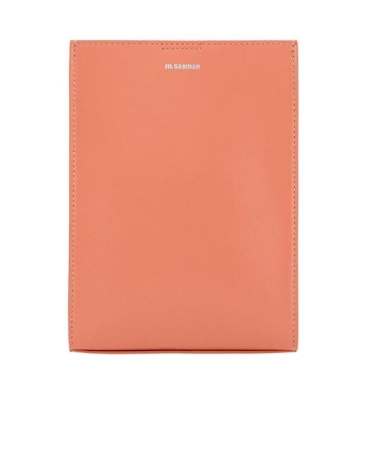 Jil Sander Pink Tangle Small Logo Embossed Crossbody Bag
