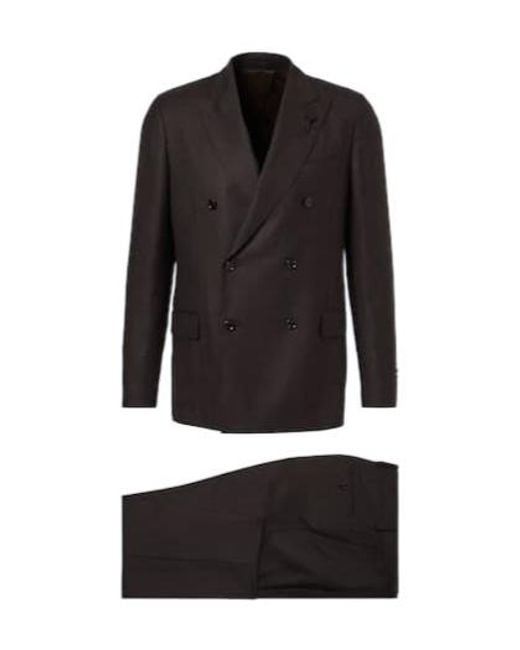 Lardini Black Virgin Wool Suit for men