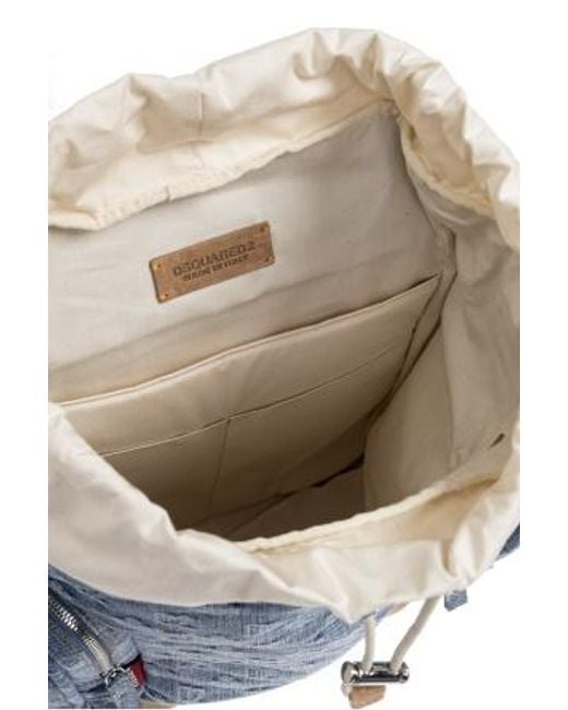 DSquared² Blue Monogram-Patterned Drawstring Backpack for men