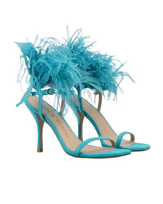 Stuart Weitzman Blue Tie High-Heeled Sandals