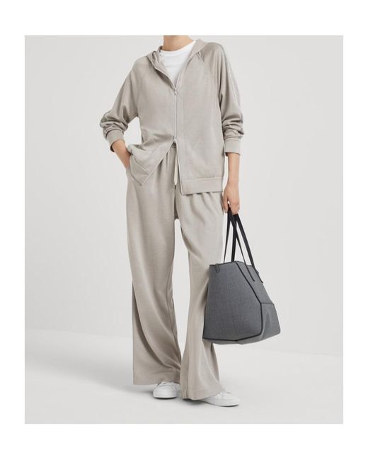 Brunello Cucinelli Gray Monile-Embellished Zipped Hoodie