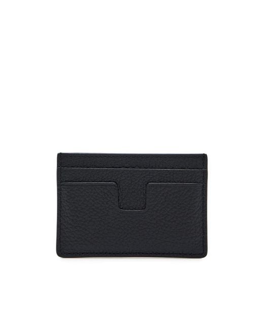 Tom Ford Black Grained Leather Card Holder for men