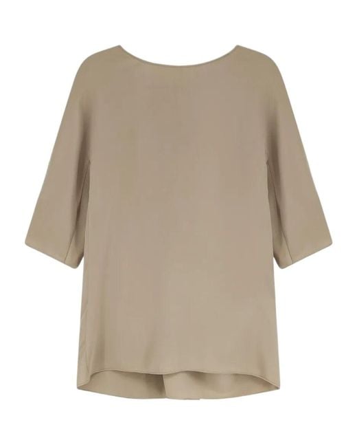 Max Mara Natural Pianoforte Gattini Short-Sleeved Satin Top