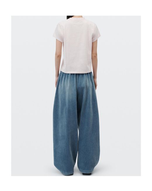 Alexander Wang Pink Logo Print Shrunken Short Sleeve Tee