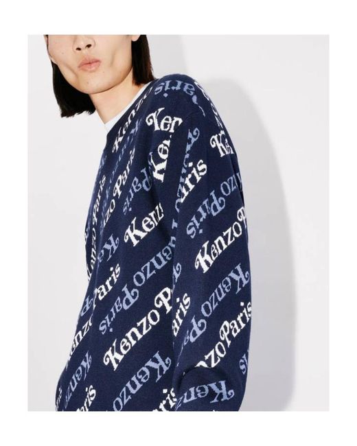KENZO Blue All-Over Monogram Printed Jumper for men