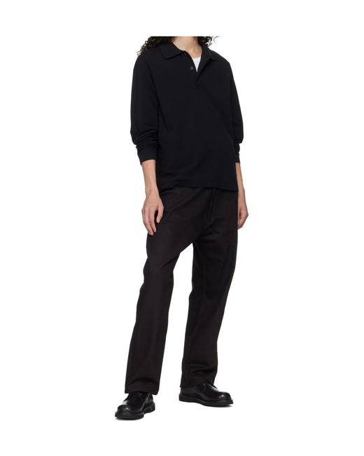 Studio Nicholson Black Long-Sleeved Polo Shirt for men