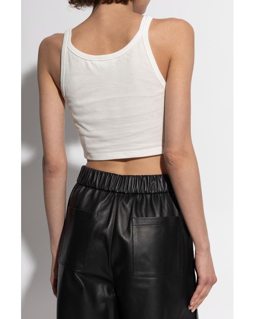 Palm Angels White Logo Embroidered Cropped Top